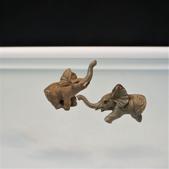 Vintage Elephant Family 3 Ceramic Figurines Trunks Up Good Luck - Picture 7 of 9